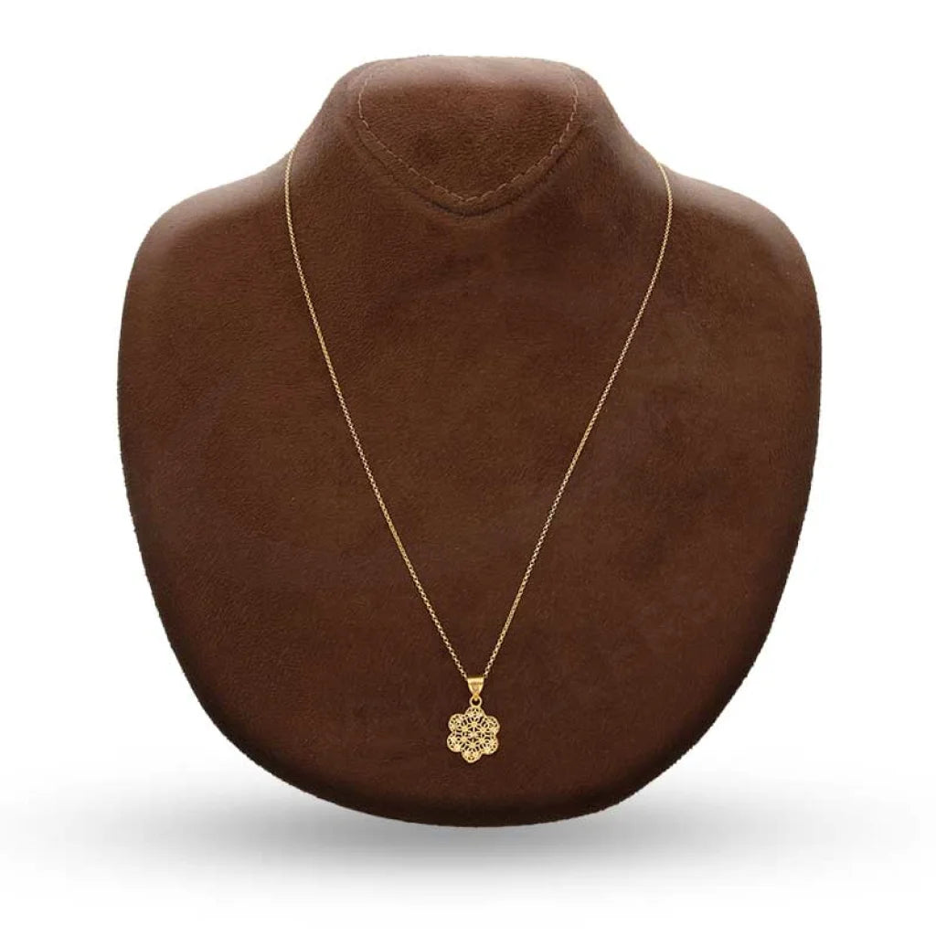 Gold Necklace (Chain With Flower Shaped Pendant) 21Kt - Fkjnkl21K3076 Necklaces