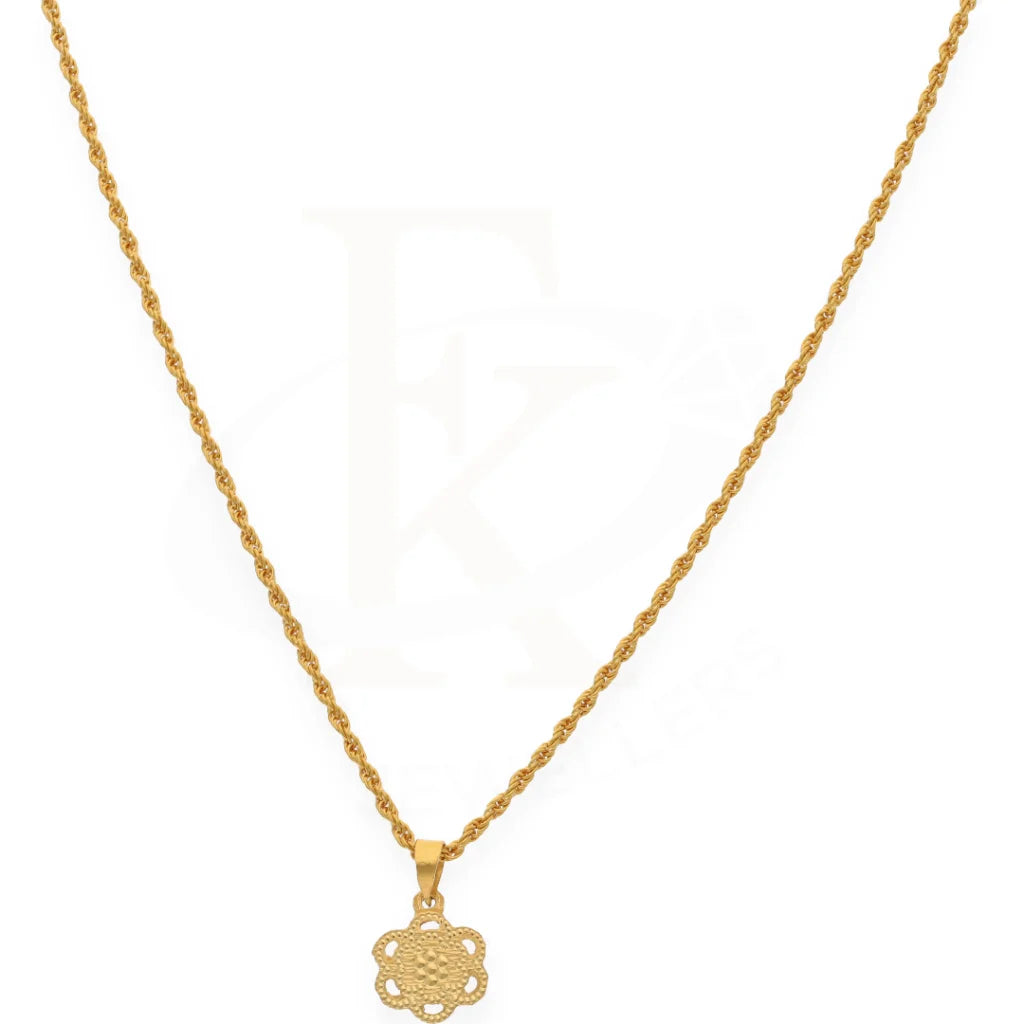 Gold Necklace (Chain With Flower Shaped Pendant) 21Kt- Fkjnkl21K7591 Necklaces