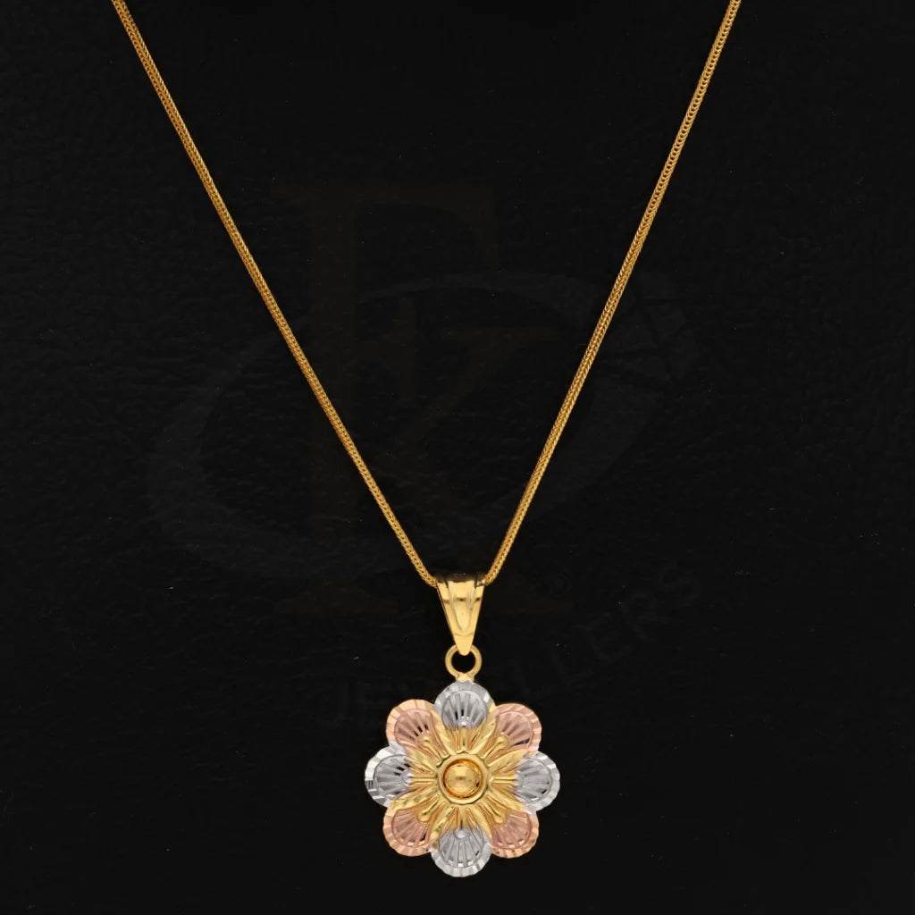 Gold Necklace (Chain With Flower Shaped Pendant) 21Kt - Fkjnkl21K8559 Necklaces