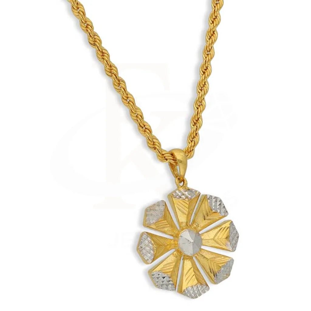 Gold Necklace (Chain With Flower Shaped Pendant) 22Kt - Fkjnkl22K2742 Necklaces