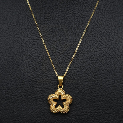 Gold Classic Flower Star Necklace 21Kt - Fkjnkl21Km8205 Necklaces