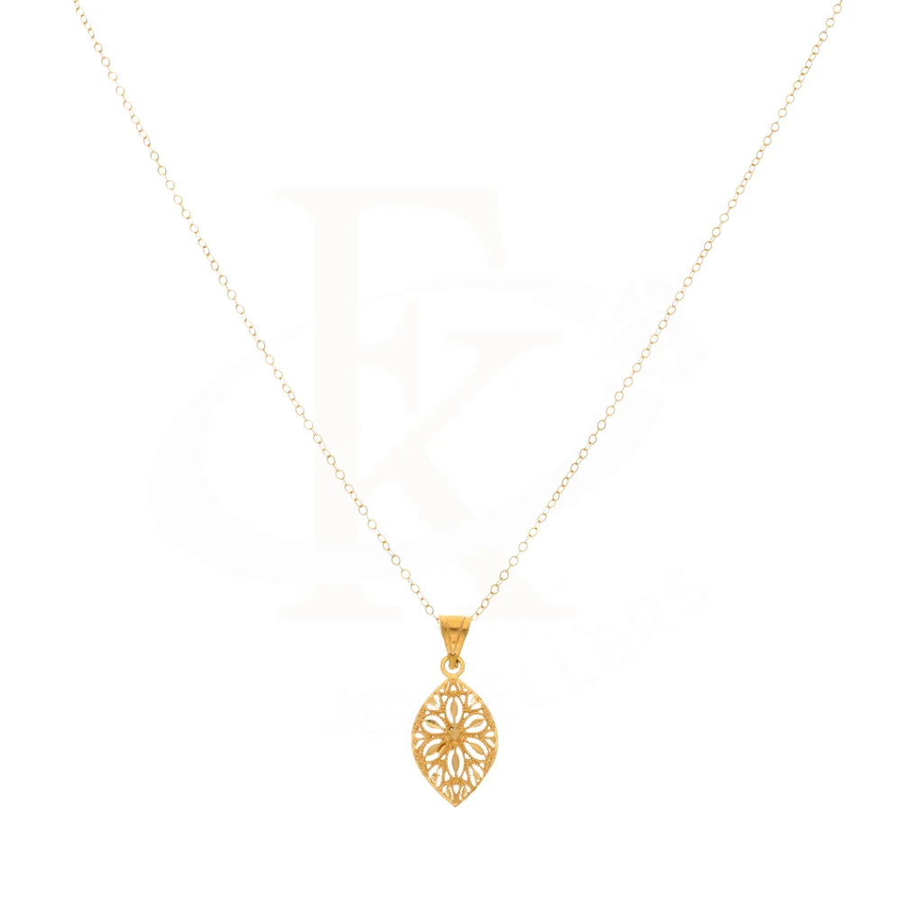 Gold Necklace (Chain With Flowercut Pendant) 21Kt - Fkjnkl21Km8401 Necklaces