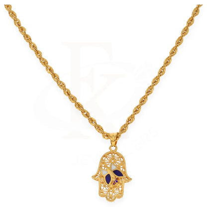 Gold Necklace (Chain With Hamsa Pendant With Butterfly) 21Kt - Fkjnkl21K7588 Necklaces