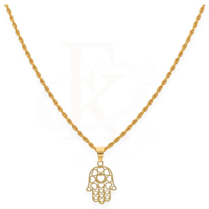 Gold Necklace (Chain With Hamsa Pendant With Heart Shaped) 21Kt - Fkjnkl21K7587 Necklaces