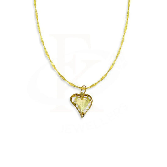 Gold Necklace (Chain With Heart Allah Pendant) 18Kt - Fkjnkl1467 Necklaces