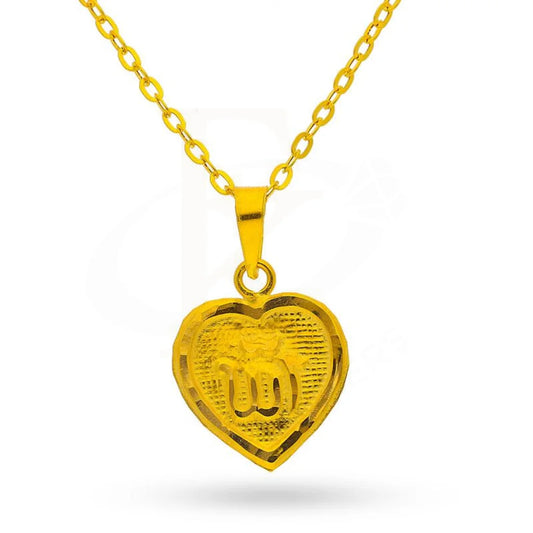 Gold Necklace (Chain With Heart Allah Pendant) 18Kt - Fkjnkl1470 Necklaces