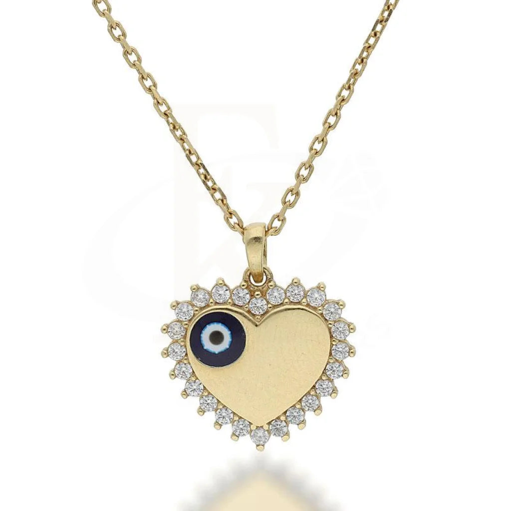 Gold Necklace (Chain With Heart Evil Eye Pendant) 18Kt - Fkjnkl1758 Necklaces