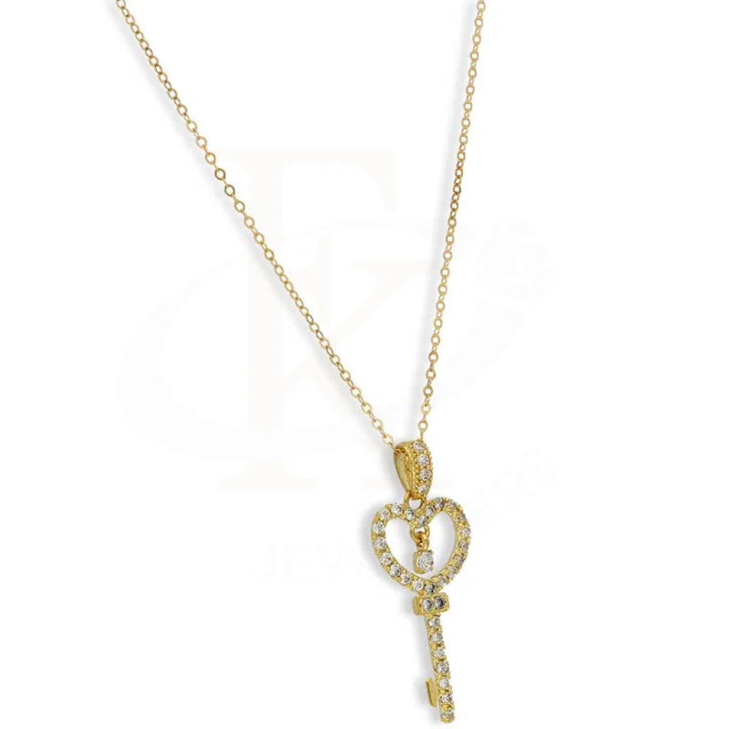 Gold Necklace (Chain With Heart Key Pendant) 18Kt - Fkjnkl18K3153 Necklaces