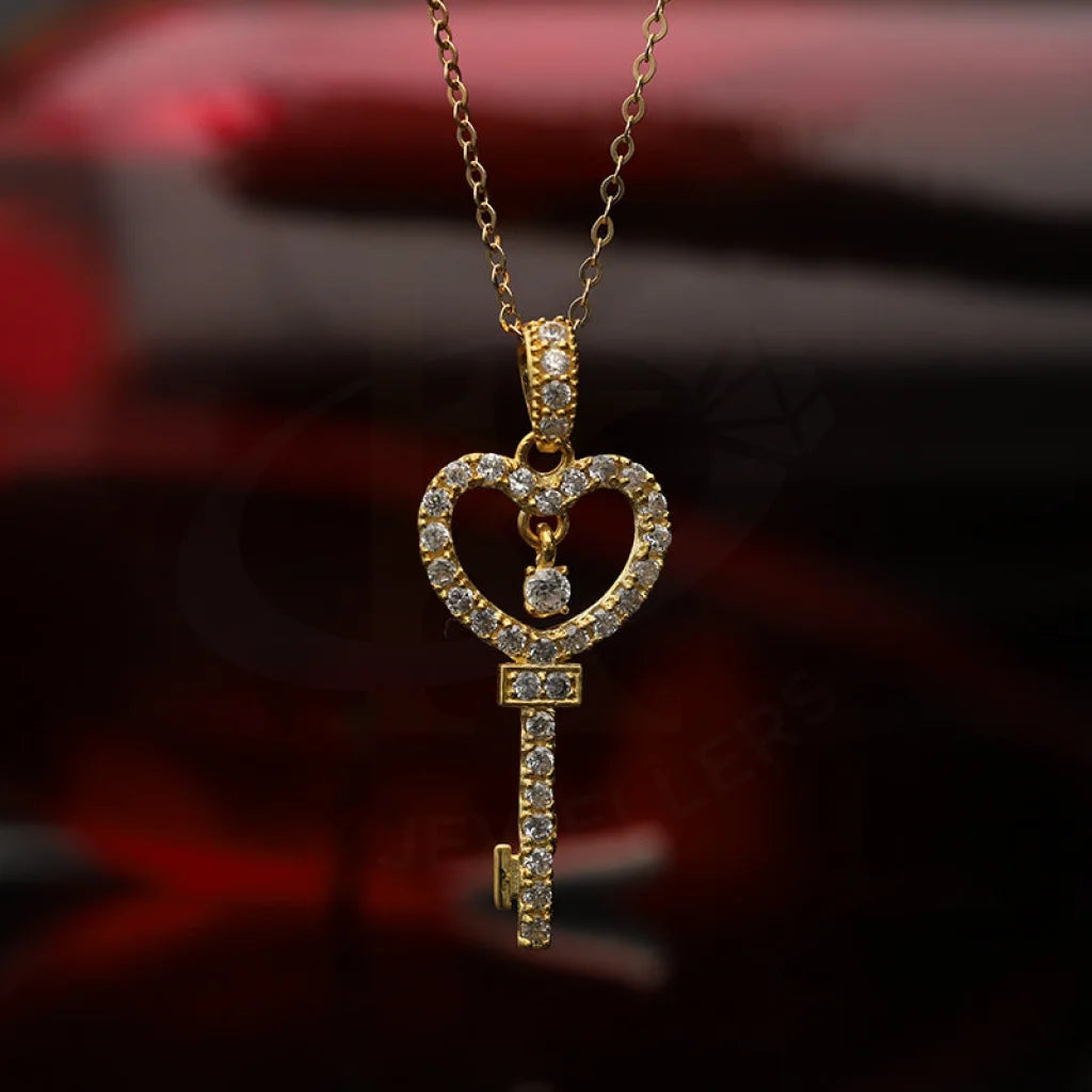 Gold Necklace (Chain With Heart Key Pendant) 18Kt - Fkjnkl18K3153 Necklaces