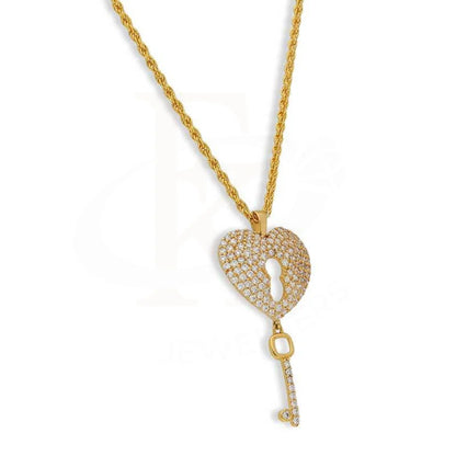 Gold Necklace (Chain With Heart Lock With Key Pendant) 21Kt - Fkjnkl21K2945 Necklaces