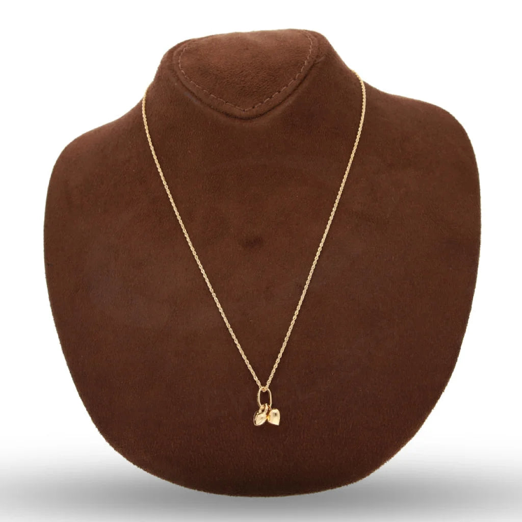 Gold Necklace (Chain With Heart & Lock Pendant) 18Kt - Fkjnkl18K5456 Necklaces