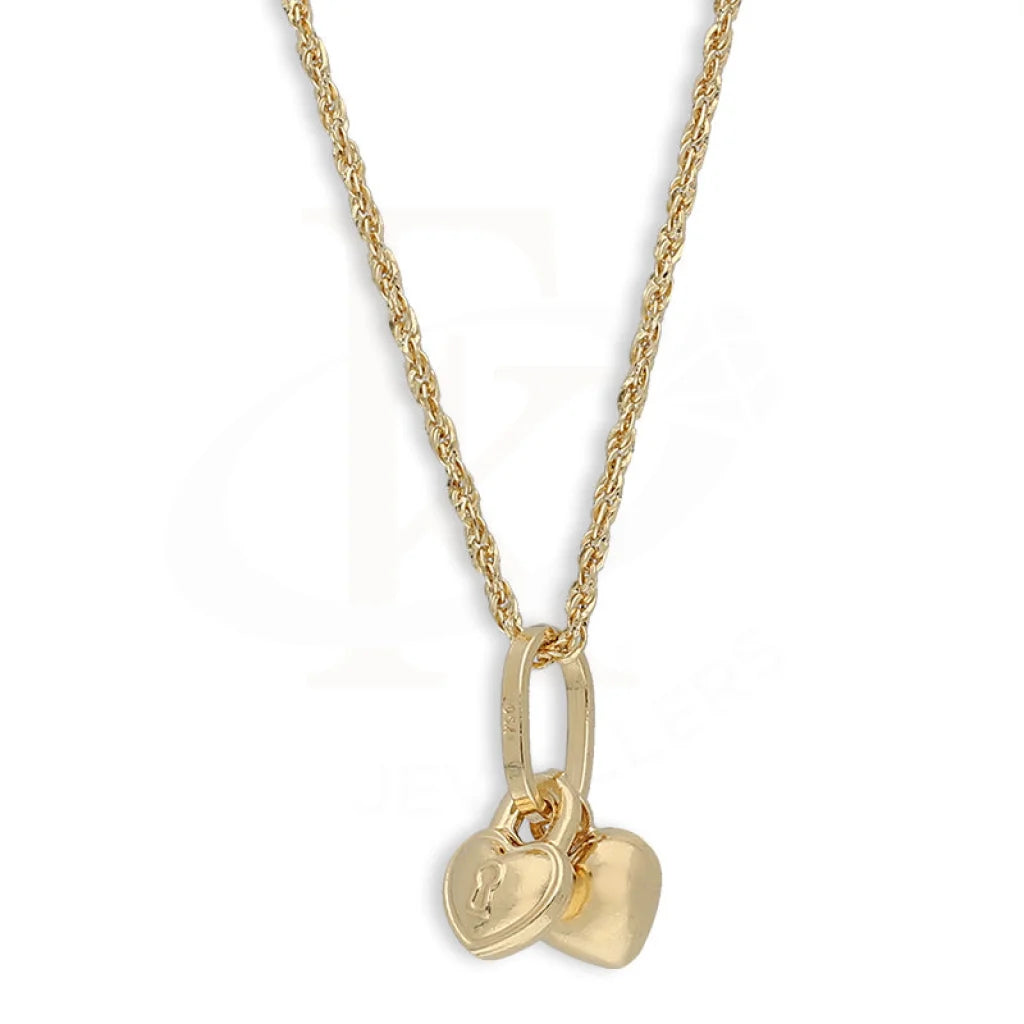 Gold Necklace (Chain With Heart & Lock Pendant) 18Kt - Fkjnkl18K5456 Necklaces