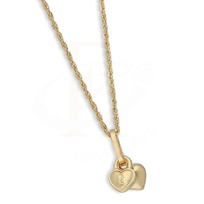 Gold Necklace (Chain With Heart & Lock Pendant) 18Kt - Fkjnkl18K5456 Necklaces