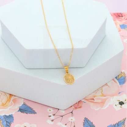 Gold Classic Round Shaped Necklace 21Kt - Fkjnkl21Km8209 Necklaces