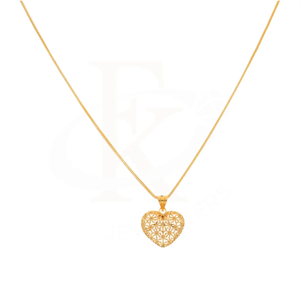 Gold Necklace (Chain With Heart Pendant) 21Kt - Fkjnkl21Km8381 Necklaces