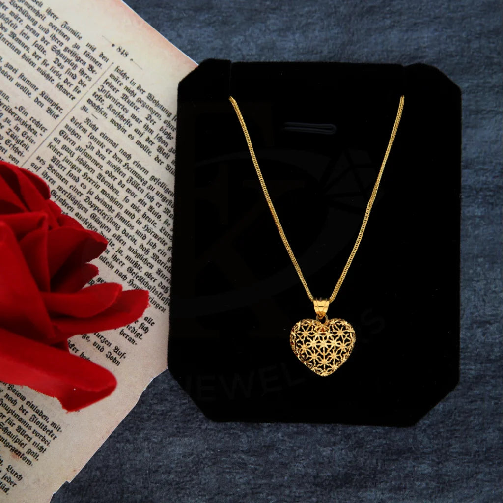 Gold Necklace (Chain With Heart Pendant) 21Kt - Fkjnkl21Km8381 Necklaces