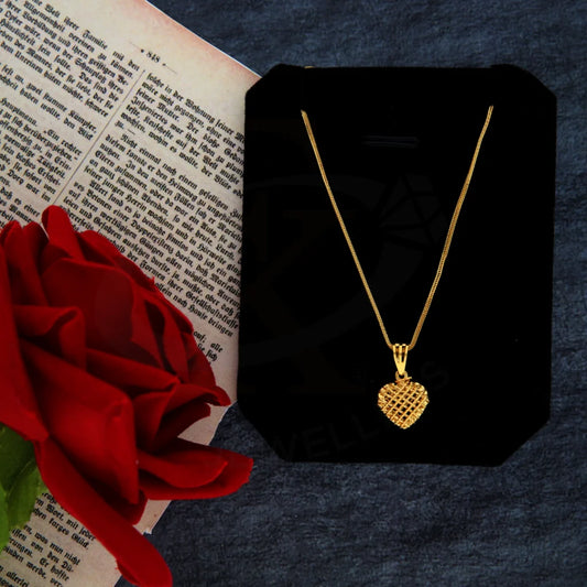 Gold Necklace (Chain With Heart Pendant) 21Kt - Fkjnkl21Km8426 Necklaces