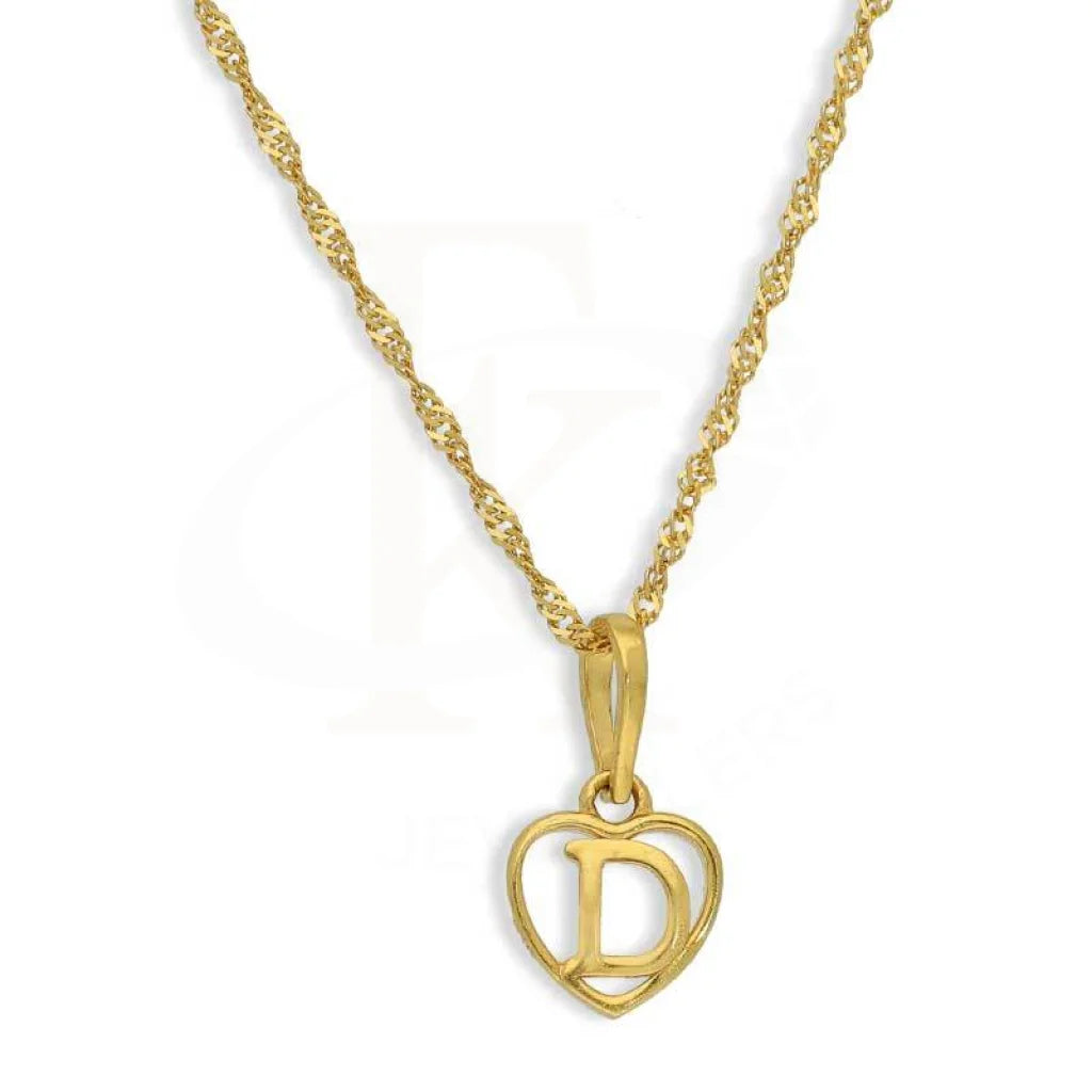 Gold Necklace (Chain With Heart Shaped Alphabet Pendant) 22Kt - Fkjnkl22K2735 D / 2.300 Grams