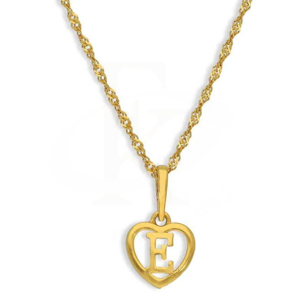 Gold Necklace (Chain With Heart Shaped Alphabet Pendant) 22Kt - Fkjnkl22K2735 E / 2.320 Grams