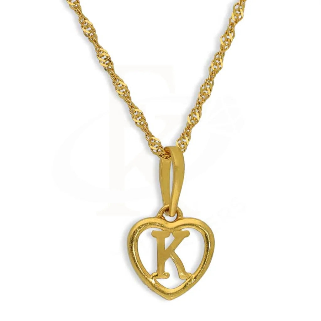 Gold Necklace (Chain With Heart Shaped Alphabet Pendant) 22Kt - Fkjnkl22K2735 K / 2.270 Grams