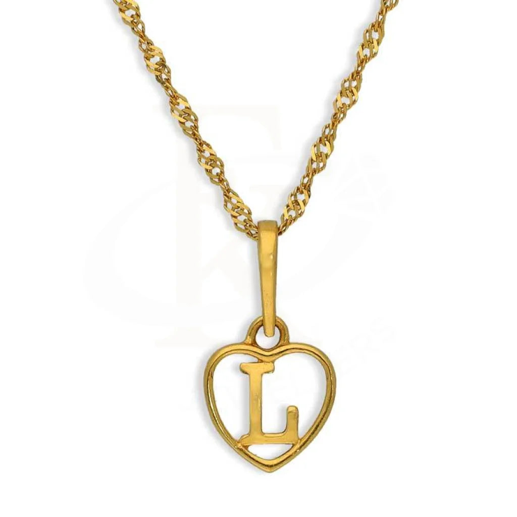 Gold Necklace (Chain With Heart Shaped Alphabet Pendant) 22Kt - Fkjnkl22K2735 L / 2.200 Grams