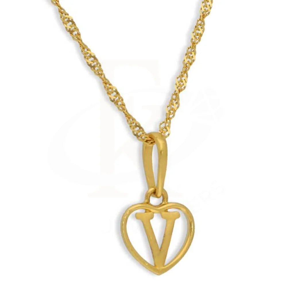 Gold Necklace (Chain With Heart Shaped Alphabet Pendant) 22Kt - Fkjnkl22K2735 Necklaces