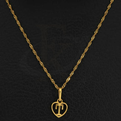 Gold Necklace (Chain With Heart Shaped Alphabet Pendant) 22Kt - Fkjnkl22K2735 Necklaces