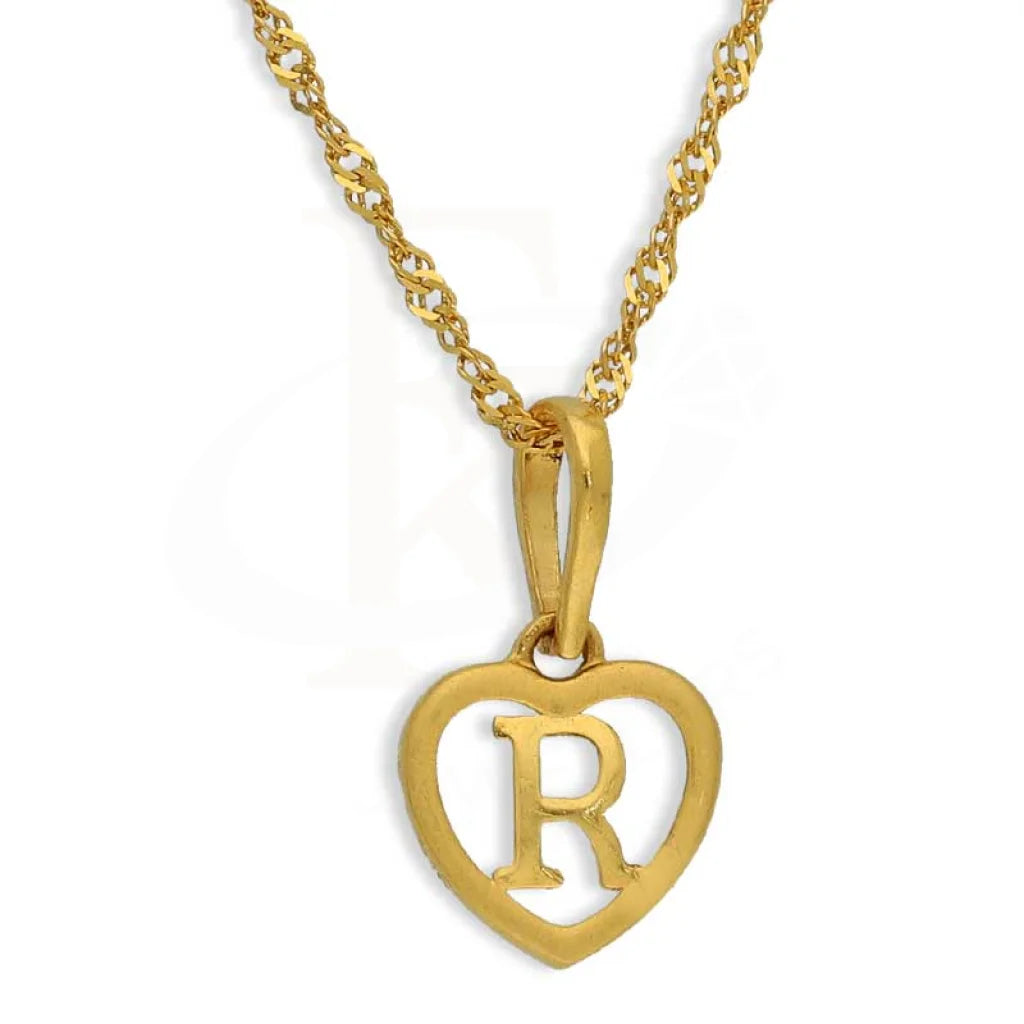 Gold Necklace (Chain With Heart Shaped Alphabet Pendant) 22Kt - Fkjnkl22K2735 R / 2.280 Grams