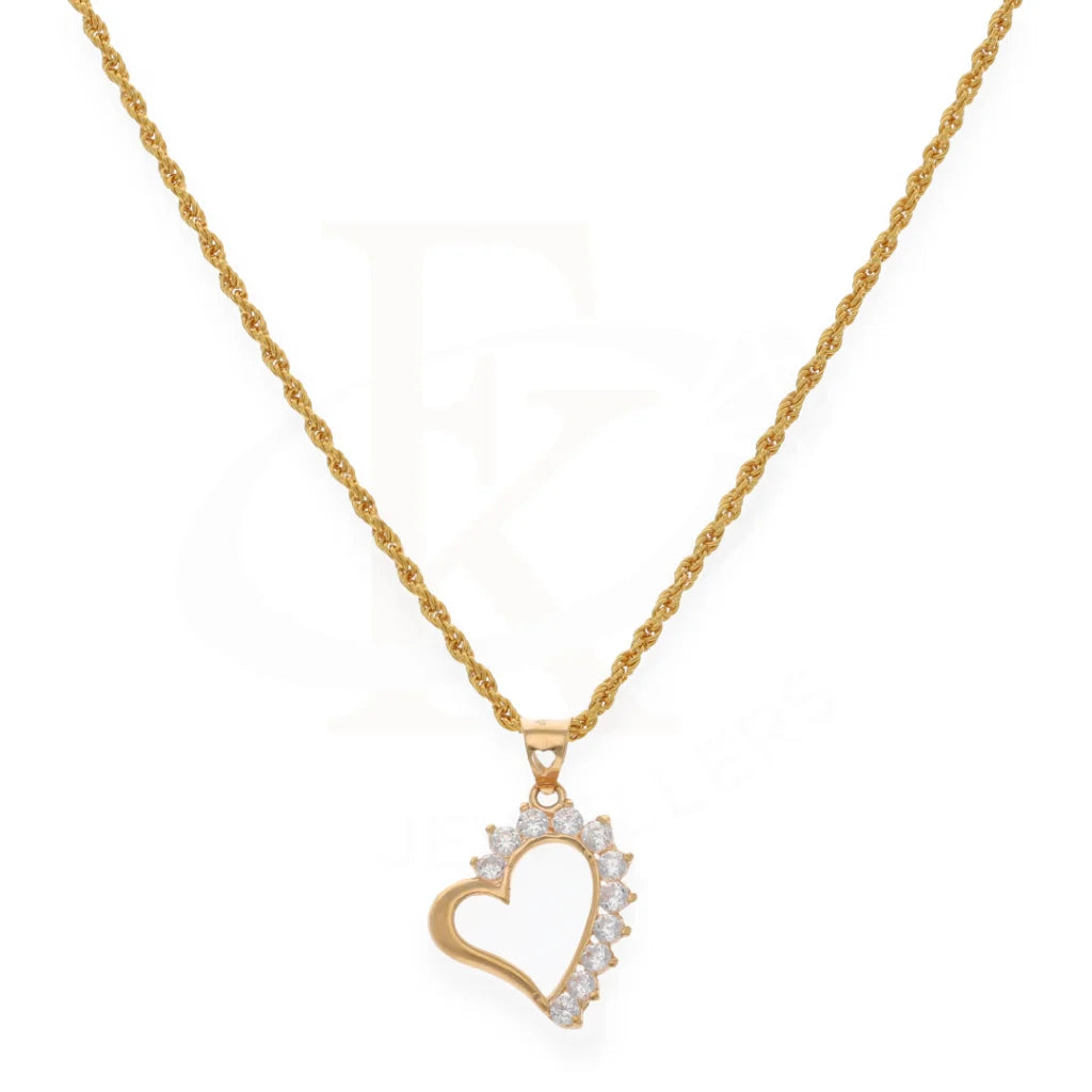 Gold Necklace (Chain With Heart Shaped Pendant 21Kt) - Fkjnkl21K7546 Necklaces