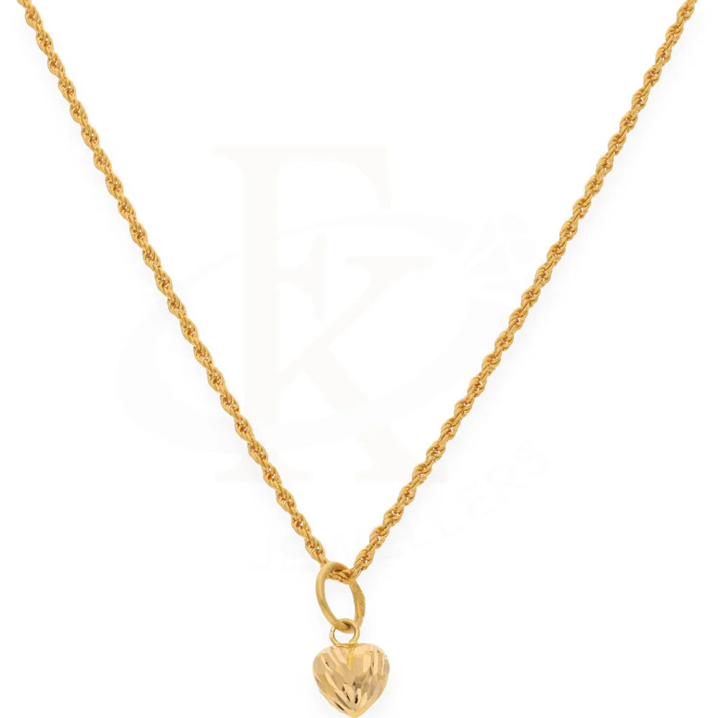 Gold Necklace (Chain With Heart Shaped Pendant) 21Kt - Fkjnkl21K7577 Necklaces