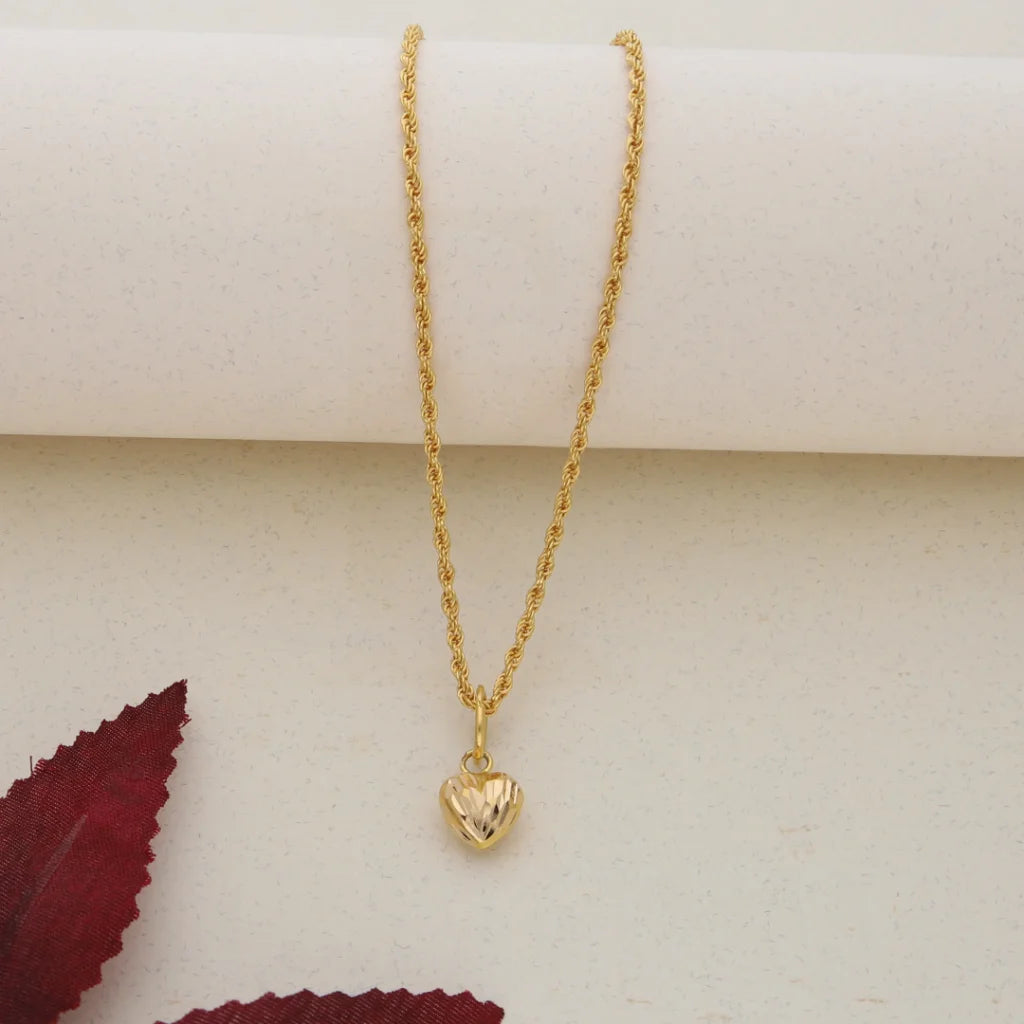 Gold Necklace (Chain With Heart Shaped Pendant) 21Kt - Fkjnkl21K7577 Necklaces