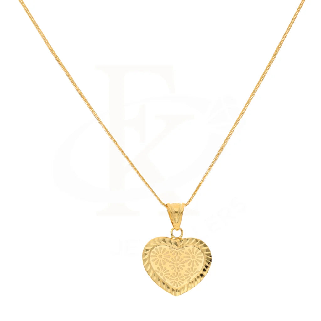 Gold Necklace (Chain With Heart Shaped Pendant) 21Kt - Fkjnkl21K8562 Necklaces