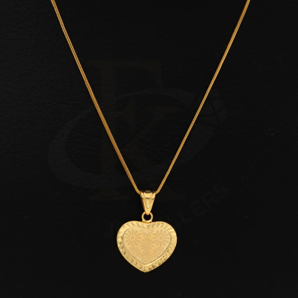 Gold Necklace (Chain With Heart Shaped Pendant) 21Kt - Fkjnkl21K8562 Necklaces