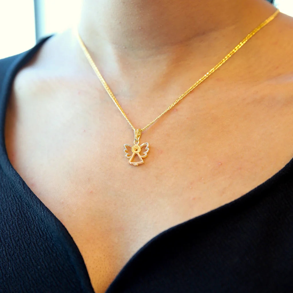 Gold Necklace (Chain With Hollow Angel Pendant) 21Kt - Fkjnkl21Km8614 Necklaces