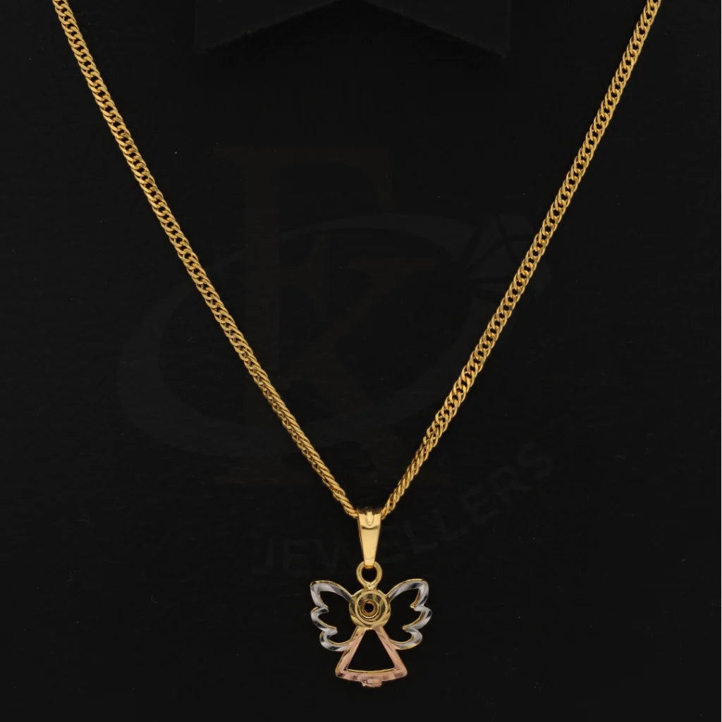 Gold Necklace (Chain With Hollow Angel Pendant) 21Kt - Fkjnkl21Km8614 Necklaces