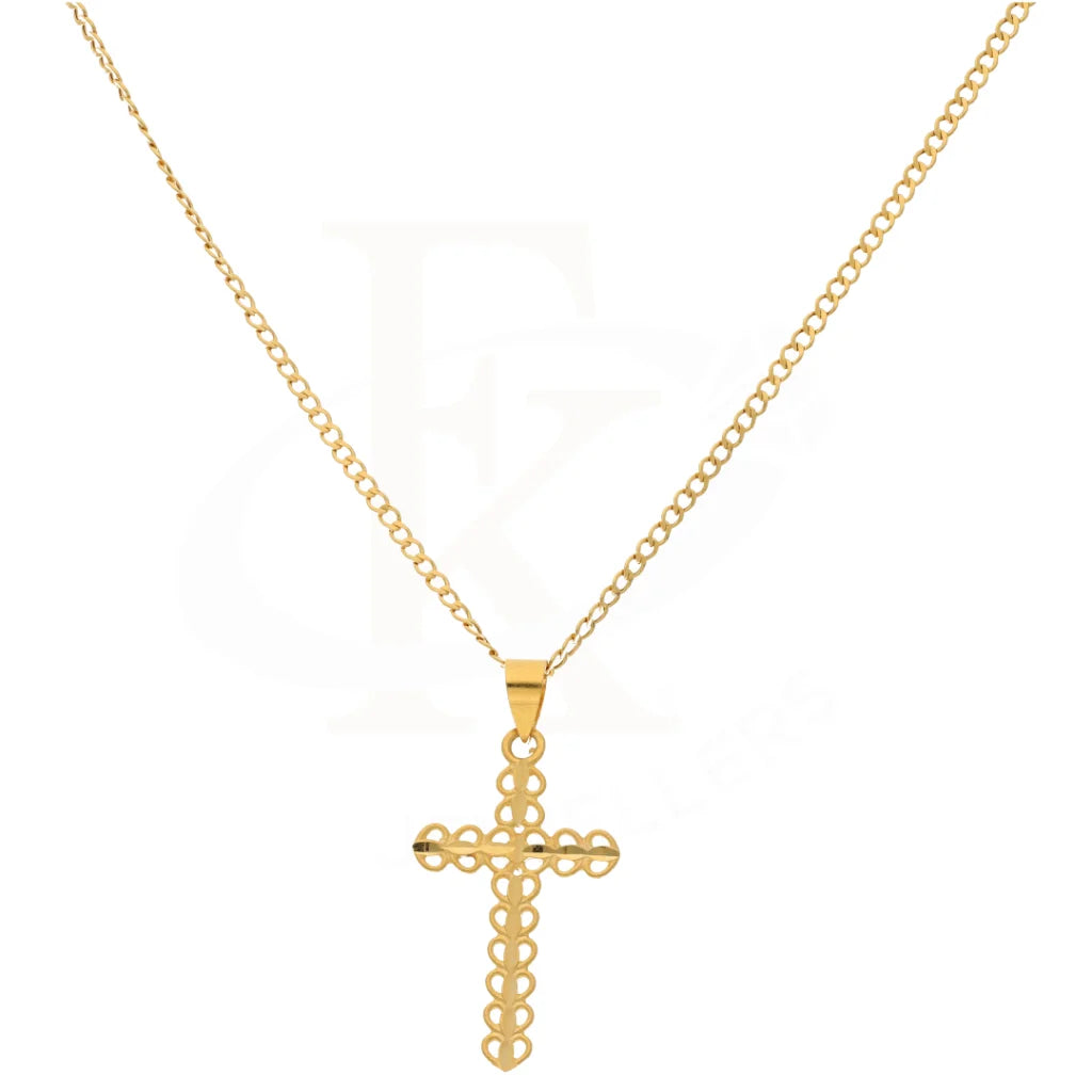 Gold Necklace (Chain With Hollow Cross Shaped Pendant) 21Kt - Fkjnkl21Km8542 Necklaces