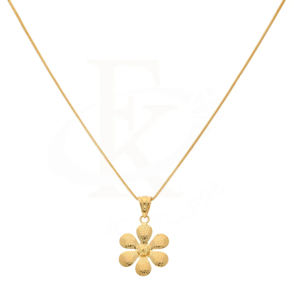 Gold Necklace (Chain With Hollow Flower Pendant) 21Kt - Fkjnkl21Km8531 Necklaces