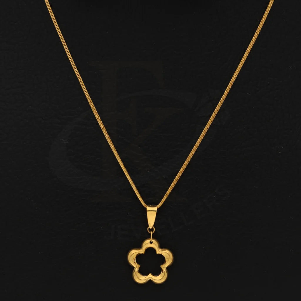 Gold Necklace (Chain With Hollow Flower Shaped Pendant) 21Kt - Fkjnkl21K8560 Necklaces
