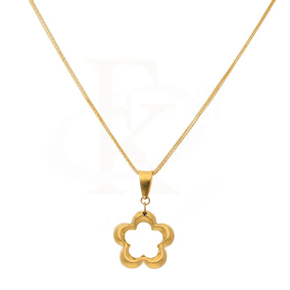 Gold Necklace (Chain With Hollow Flower Shaped Pendant) 21Kt - Fkjnkl21K8560 Necklaces