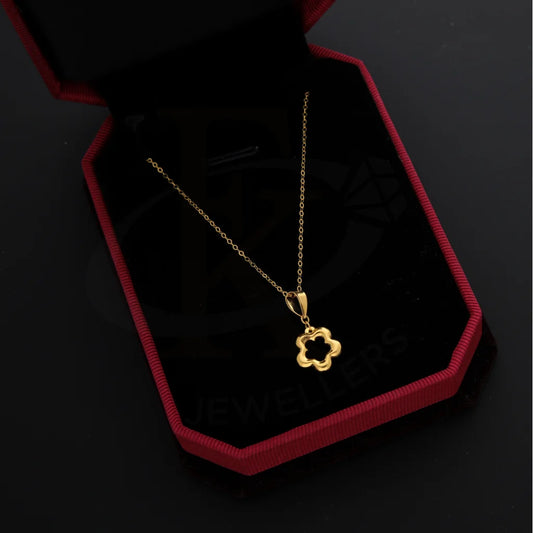 Gold Necklace (Chain With Hollow Flower Shaped Pendant) 21Kt - Fkjnkl21Km8664 Necklaces