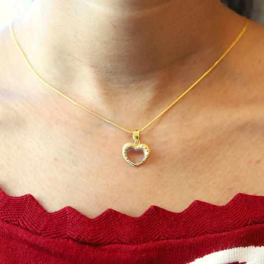 Gold Necklace (Chain With Hollow Heart Pendant) 21Kt - Fkjnkl21Km8528 Necklaces