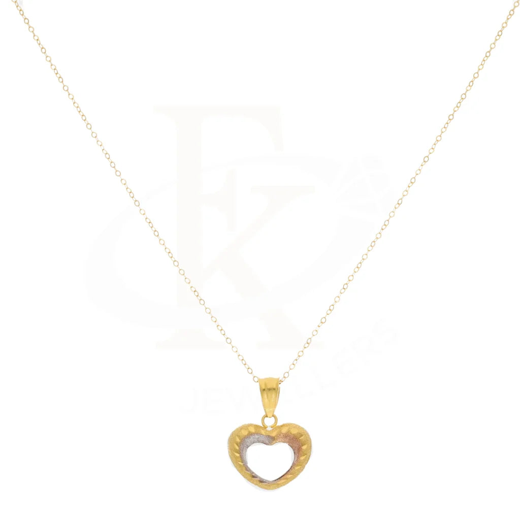 Gold Necklace (Chain With Hollow Heart Pendant) 21Kt - Fkjnkl21Km8680 Necklaces