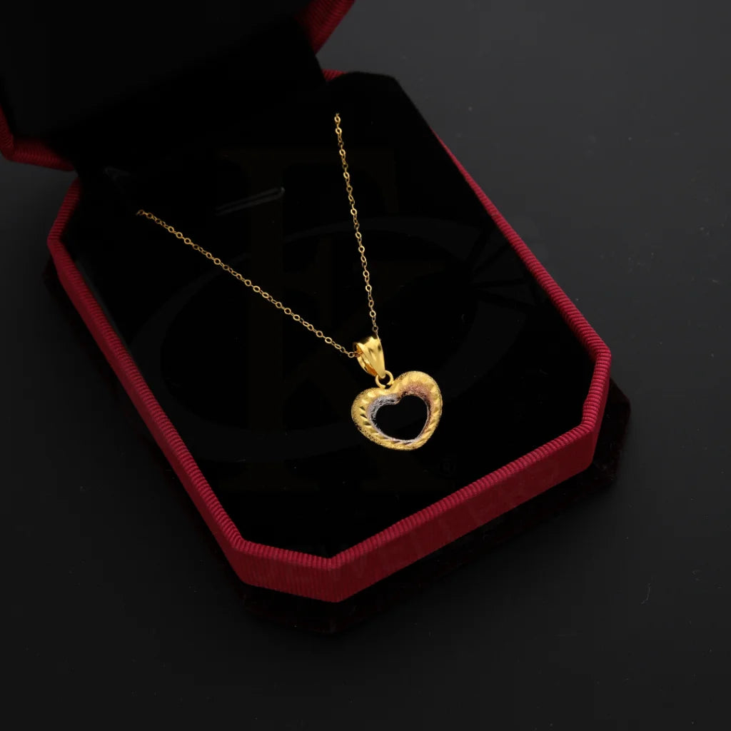 Gold Necklace (Chain With Hollow Heart Pendant) 21Kt - Fkjnkl21Km8680 Necklaces