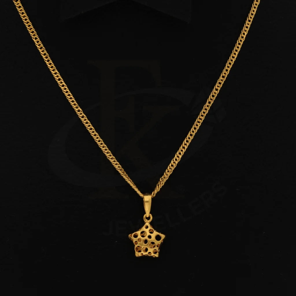 Gold Necklace (Chain With Hollow Star Pendant) 21Kt - Fkjnkl21Km8615 Necklaces