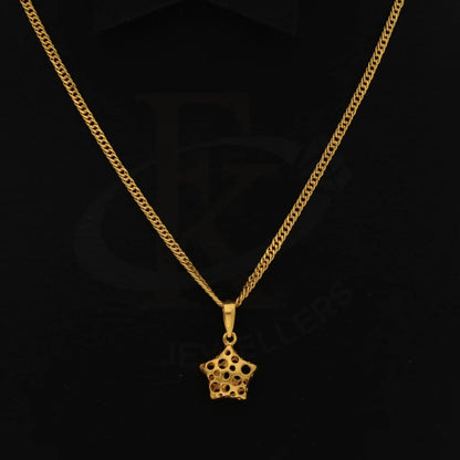 Gold Necklace (Chain With Hollow Star Pendant) 21Kt - Fkjnkl21Km8615 Necklaces