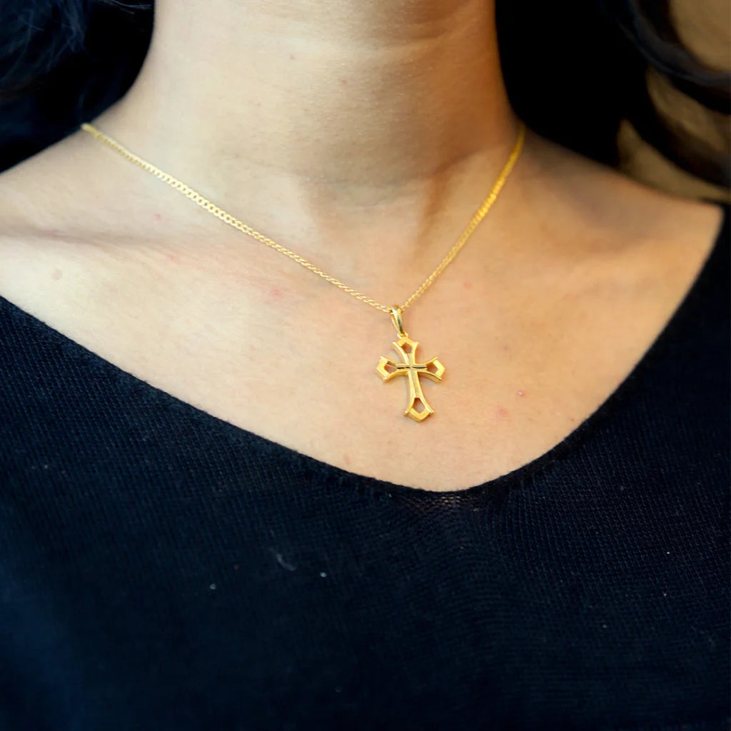 Gold Necklace (Chain With Holy Cross Pendant) 21Kt - Fkjnkl21K8569 Necklaces