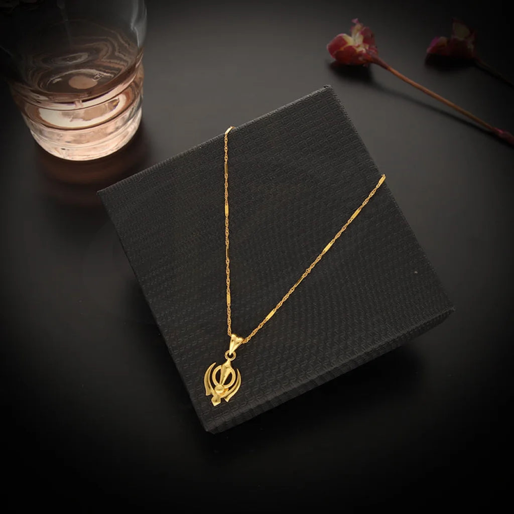 Gold Necklace (Chain With Khanda Pendant) 22Kt - Fkjnkl22K5616 Necklaces