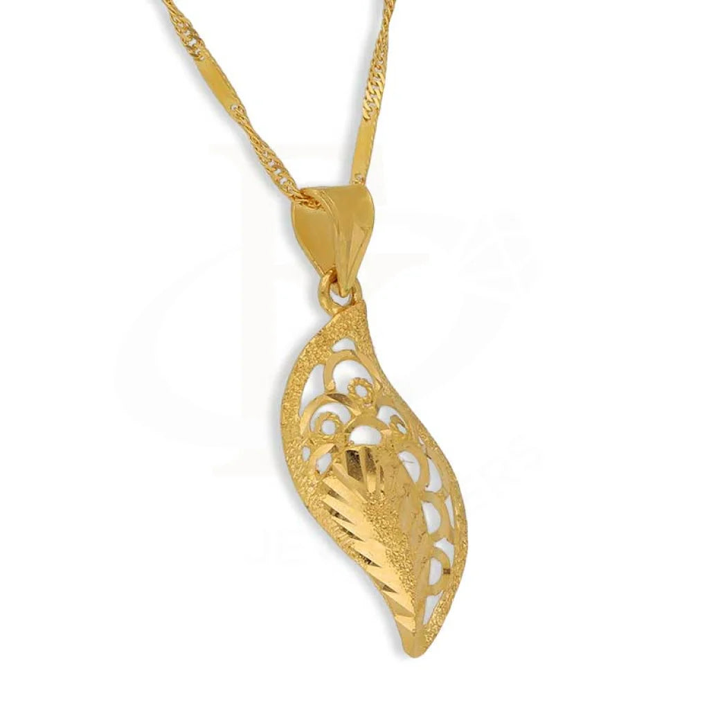 Gold Necklace (Chain With Leaf Shaped Pendant) 22Kt - Fkjnkl22K3035 Necklaces