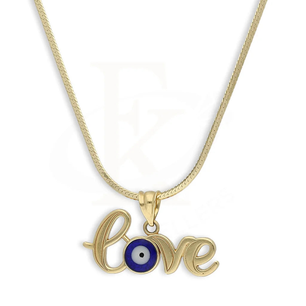 Gold Necklace (Chain With Love And Evil Eye Pendant) 18Kt - Fkjnkl18K5224 Necklaces