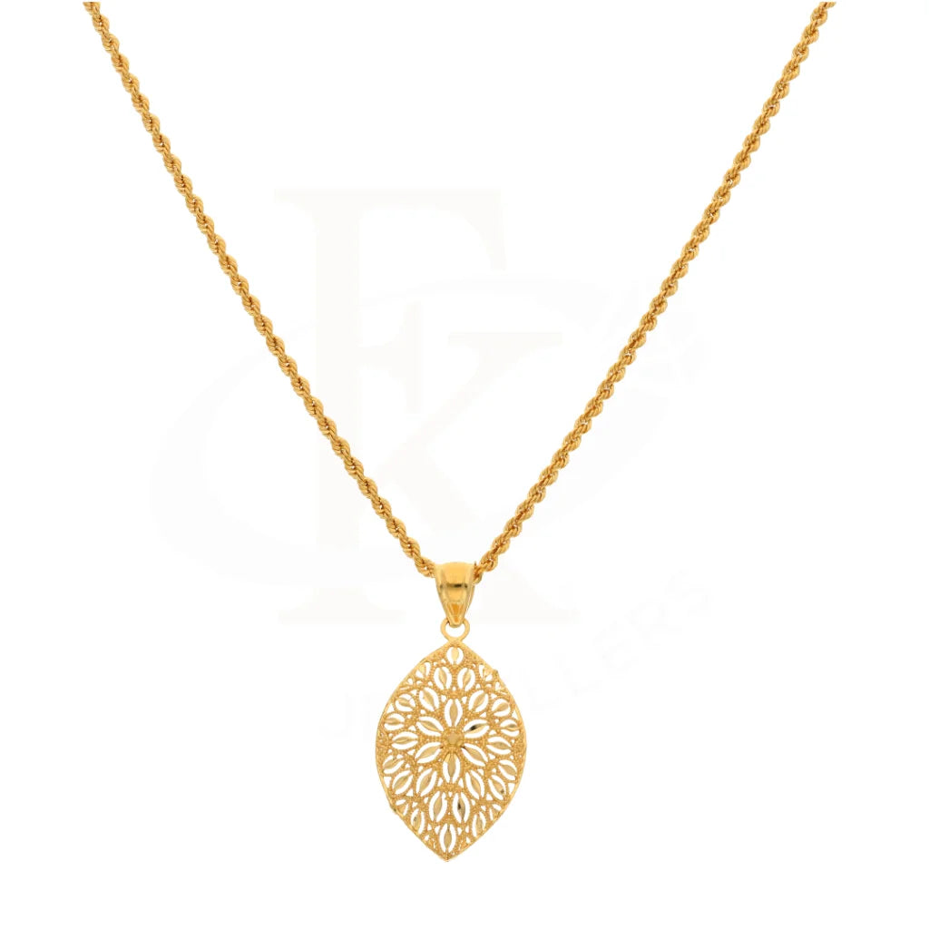 Gold Necklace (Chain With Eye Shaped Pendant) 21Kt - Fkjnkl21Km8385 Necklaces